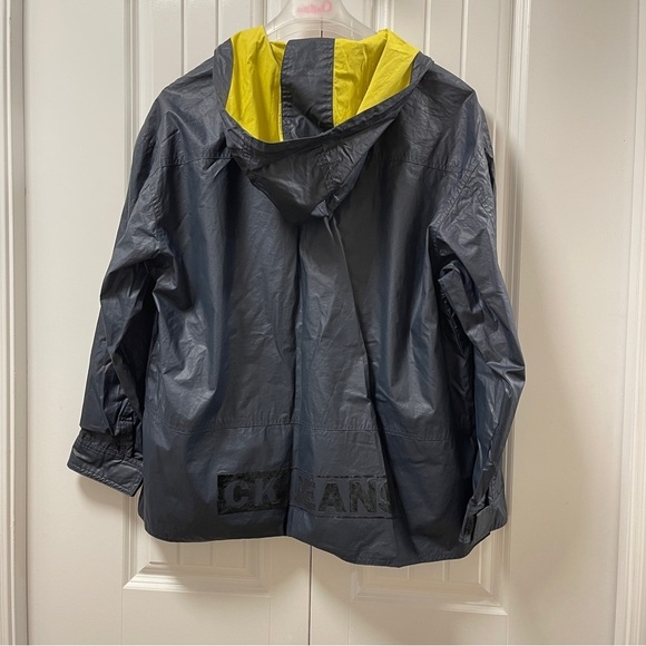 Vintage Streetwear Calvin Klein Jeans 1/2 Zip Pullover Raincoat Navy Black - M - Picture 12 of 14